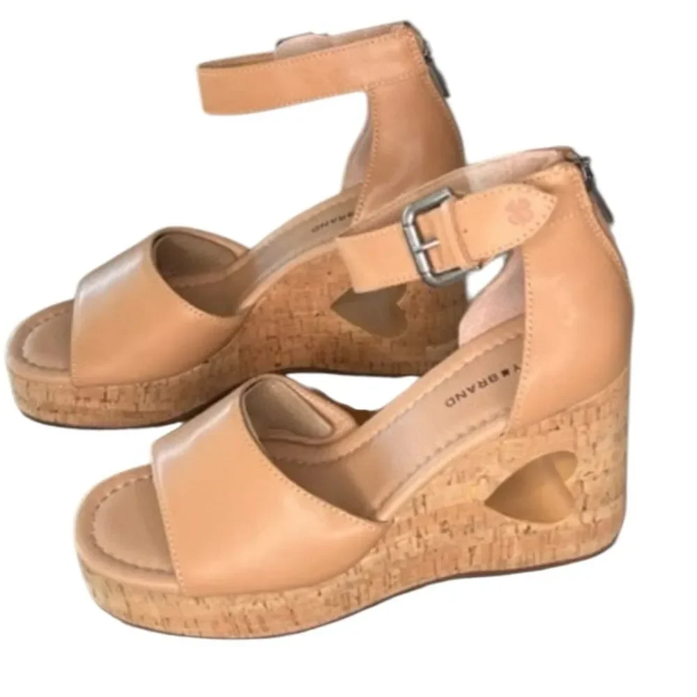NWT LUCKY BRAND HIMMY PLATFORM HEART WEDGE‎ SANDALS WOMENS SIZE 10
